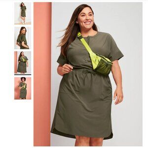 Talbots 0X Petite Olive Athleisure Dress WITH POCKETS